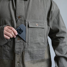画像をギャラリービューアに読み込む, NIGEL CABOURN UTILITY SHIRT TYPE2  10oz DENIM グリーン シャツ 大きいサイズ メンズ テングストア大阪