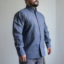 画像をギャラリービューアに読み込む, NIGEL CABOURN BRITISH OFFICERS SHIRT ネイビー シャツ 大きいサイズ メンズ テングストア大阪