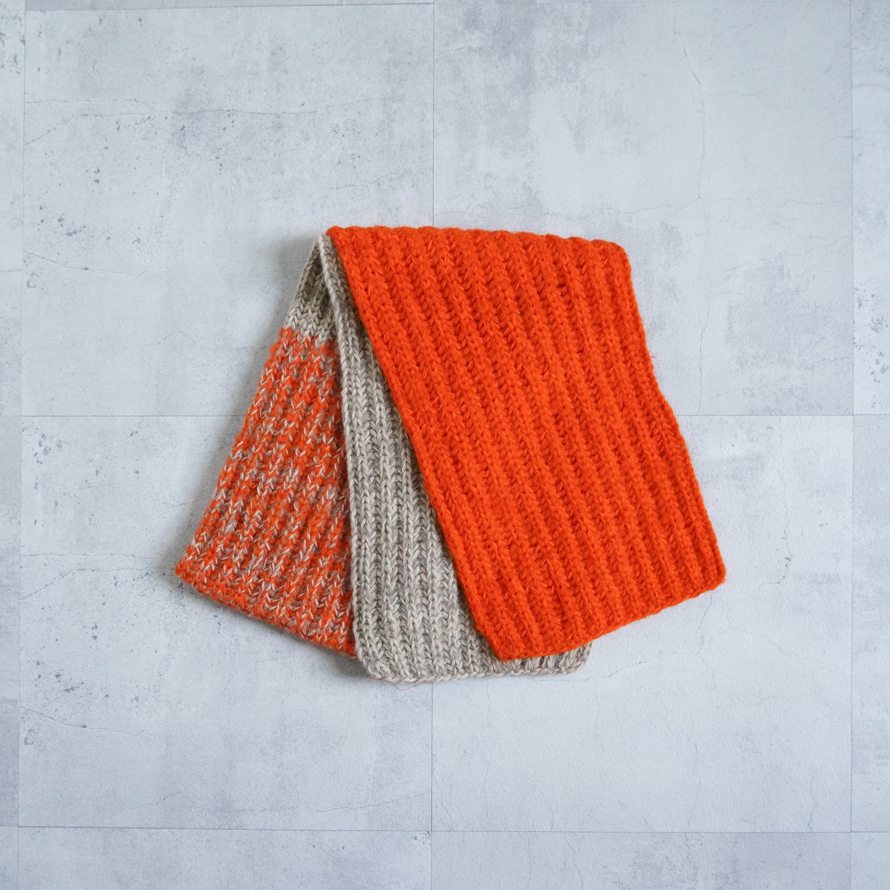 HAND KNIT LONG MUFFLER - ORANGE MIX - – TENG STORE OSAKA