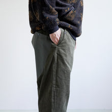 Load image into Gallery viewer, COURDUROY WIDE TAPERED PANTS - OLIVE -