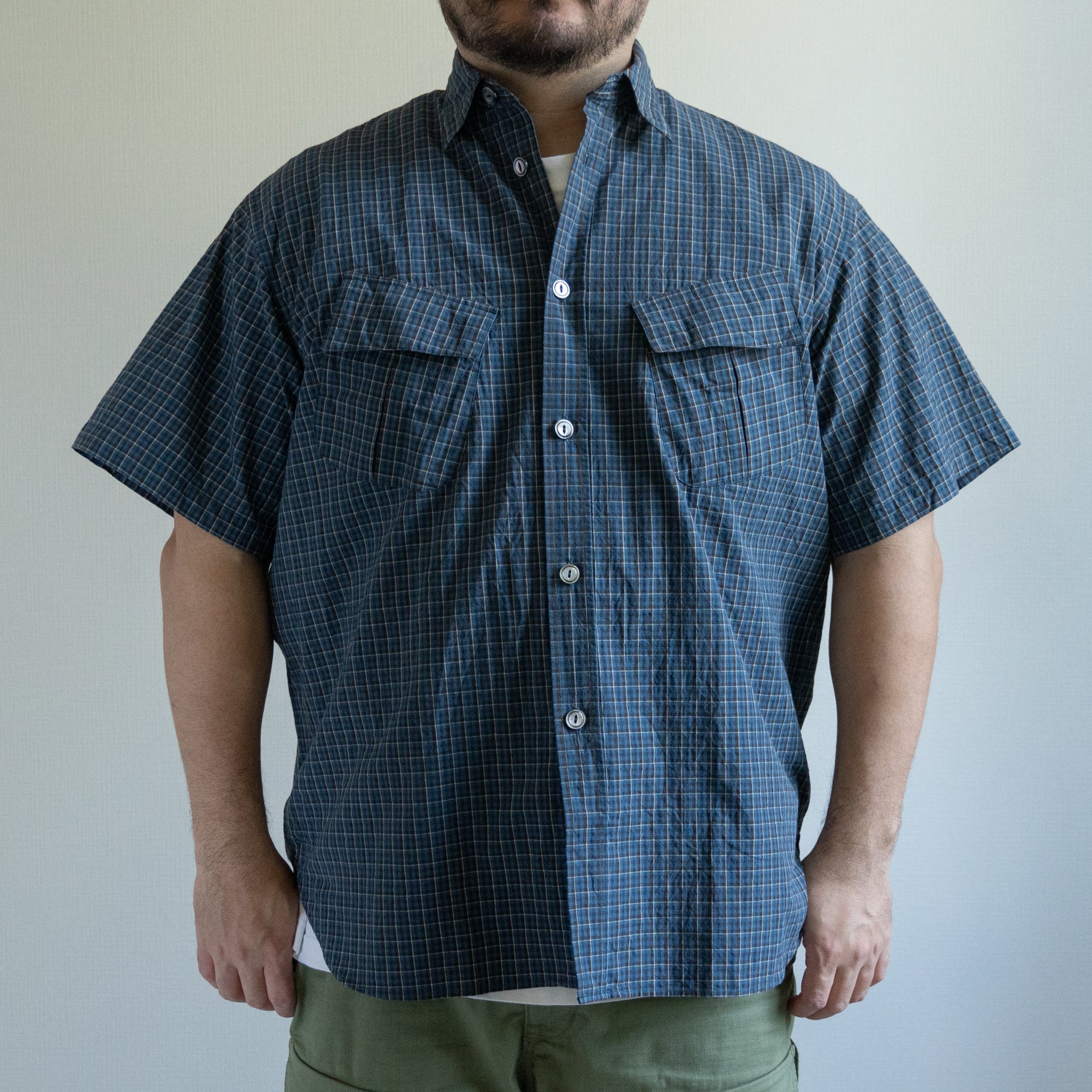 S/S FATIGUE SHIRT - BLUE CHECK - – TENG STORE OSAKA