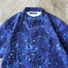 Load image into Gallery viewer, QB HALF LINEN BAND COLLAR OPEN H/S SHIRTS - BLUE -