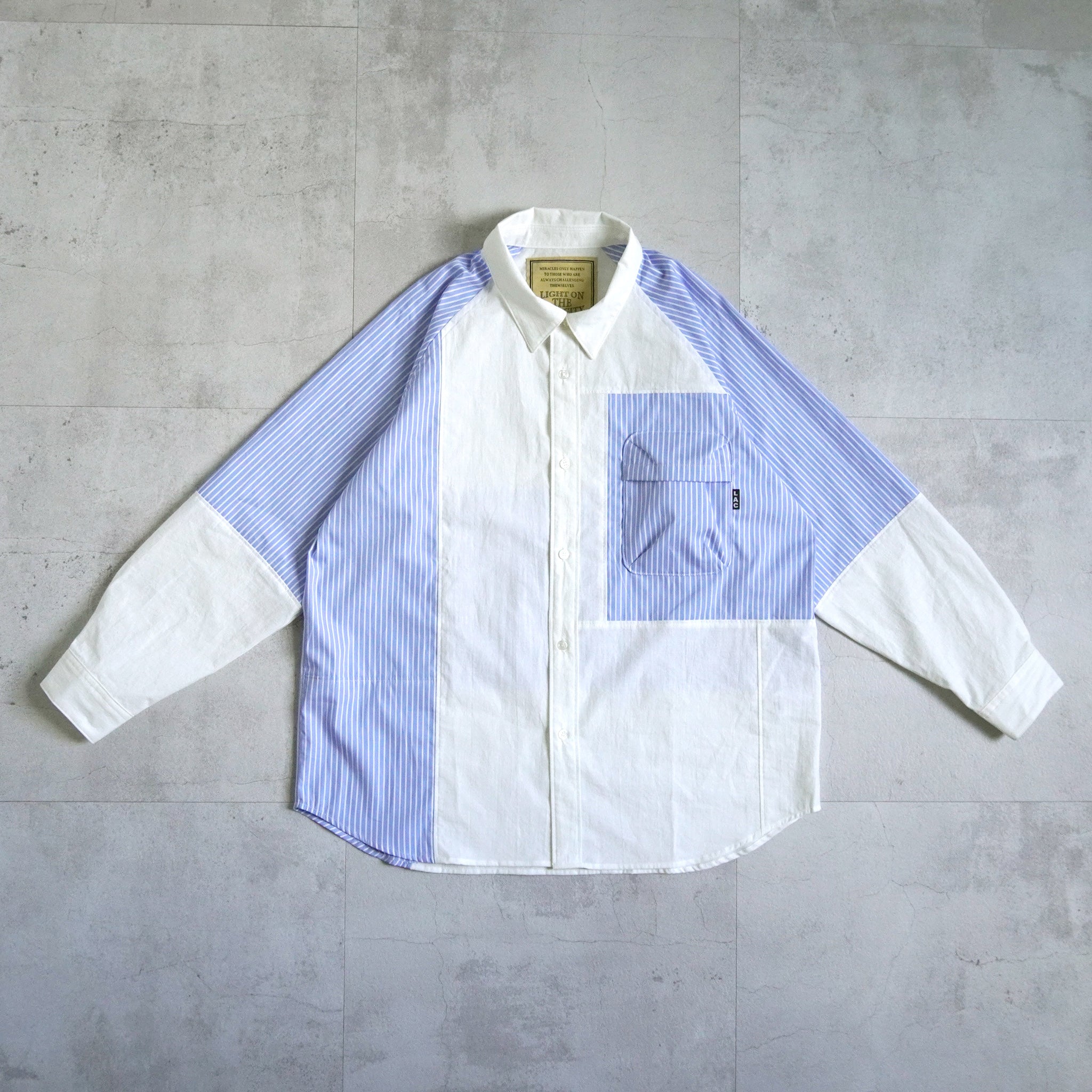 PATCHWORK RAGLAN SHIRTS - WHITE × STRIPE - – TENG STORE OSAKA