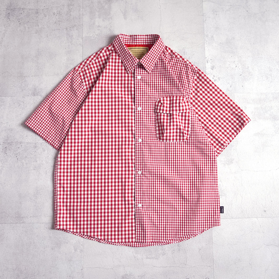 GINGHAM CHECK S/S Sshirts - Red-