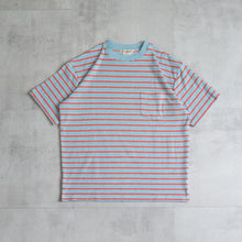 Load image into Gallery viewer, TOWN CRAFT HEAVY PILE BORDER TEE　サックス　パイルTシャツ　大きいサイズ　ビッグサイズ　大きいサイズメンズファッション　テングストア大阪
