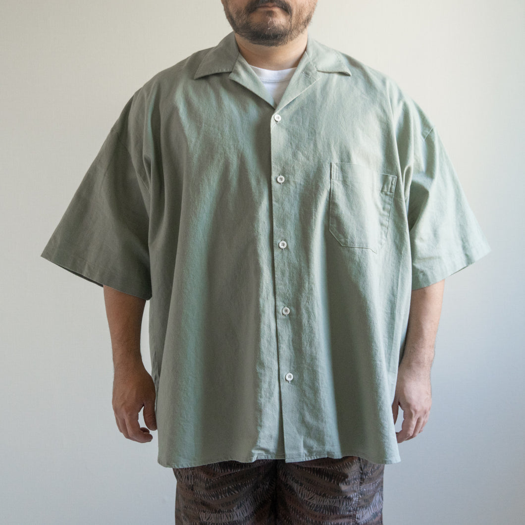 Cotton Linen Slab H/S Big Shirt -Light Khaki-