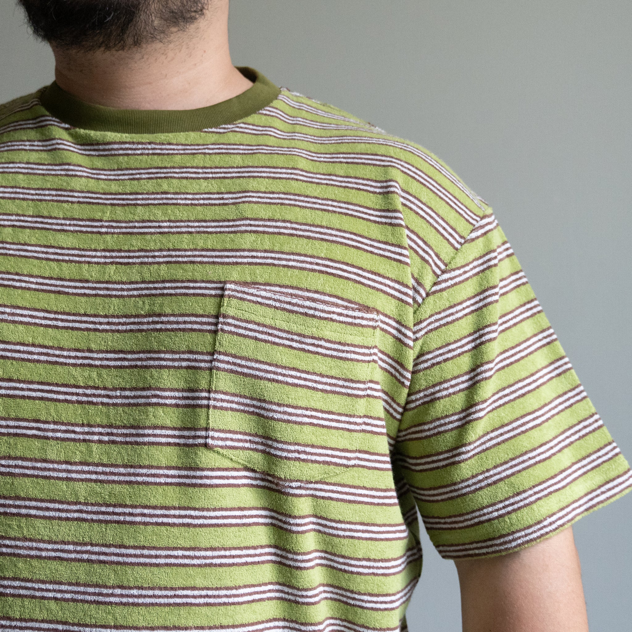HEAVY PILE BORDER TEE - GREEN - – TENG STORE OSAKA