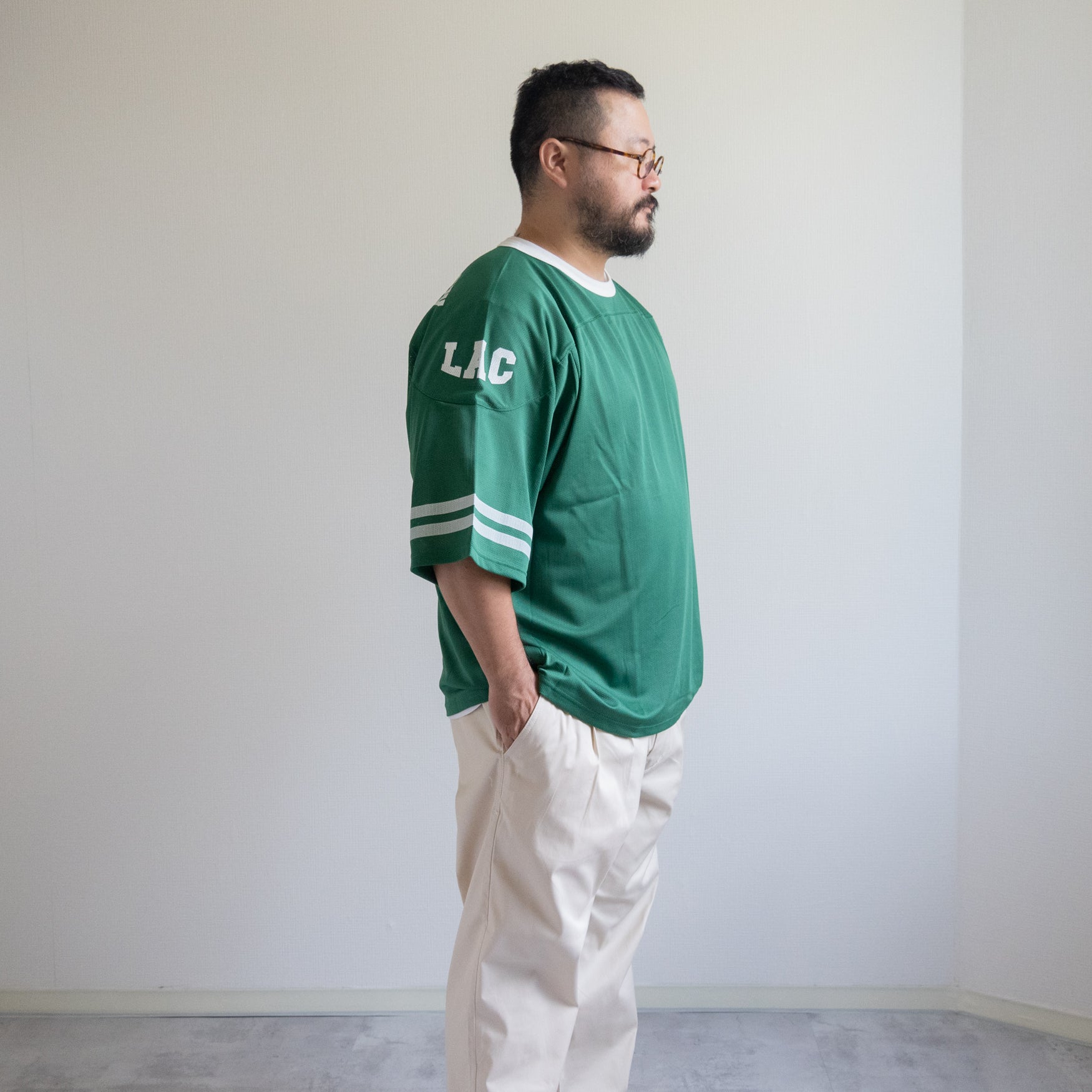MESH FOOTBALL BIG TEE -GREEN- – TENG STORE OSAKA