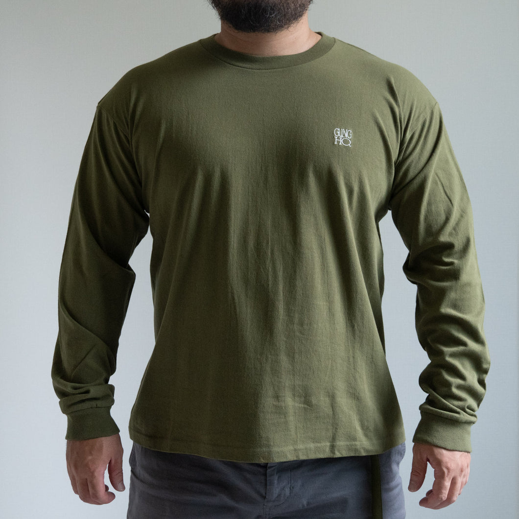 EMB LOGO LS TEE -OLIVE-