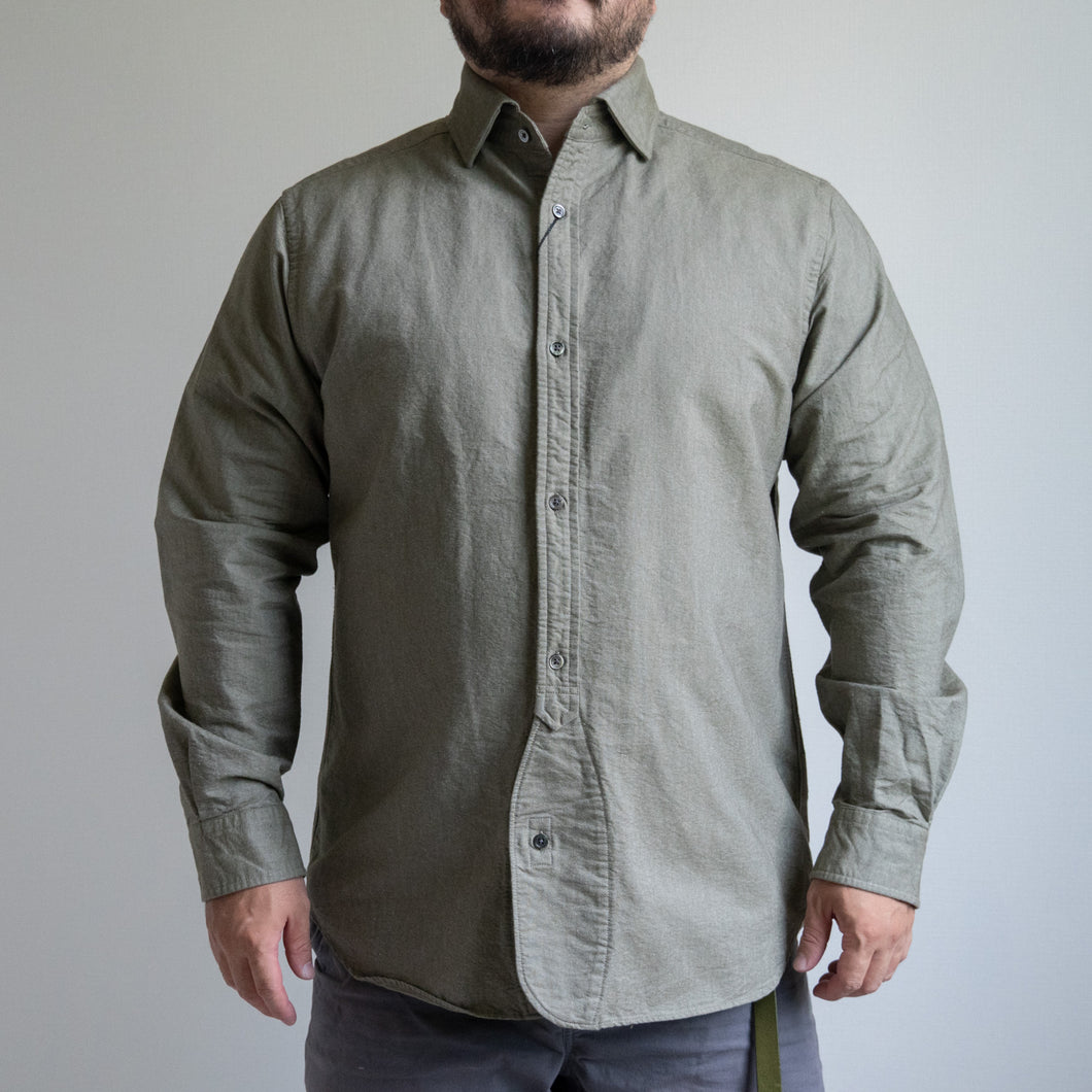 NIGEL CABOURN　BRITISH OFFICERS SHIRT　ダークグリーン　シャツ　大きいサイズ　メンズ　テングストア大阪