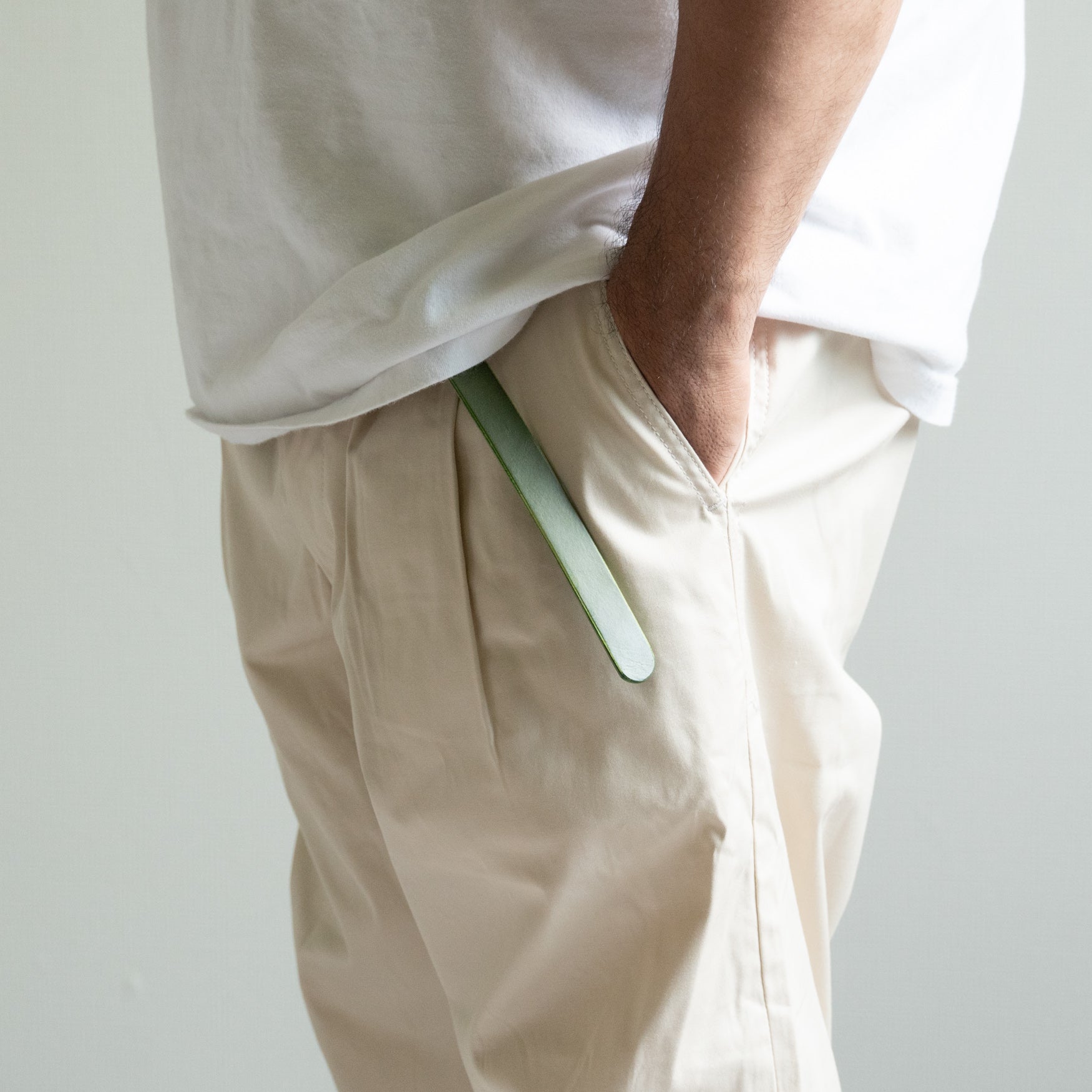 NARROW LEATHER BELT - GREEN - – TENG STORE OSAKA
