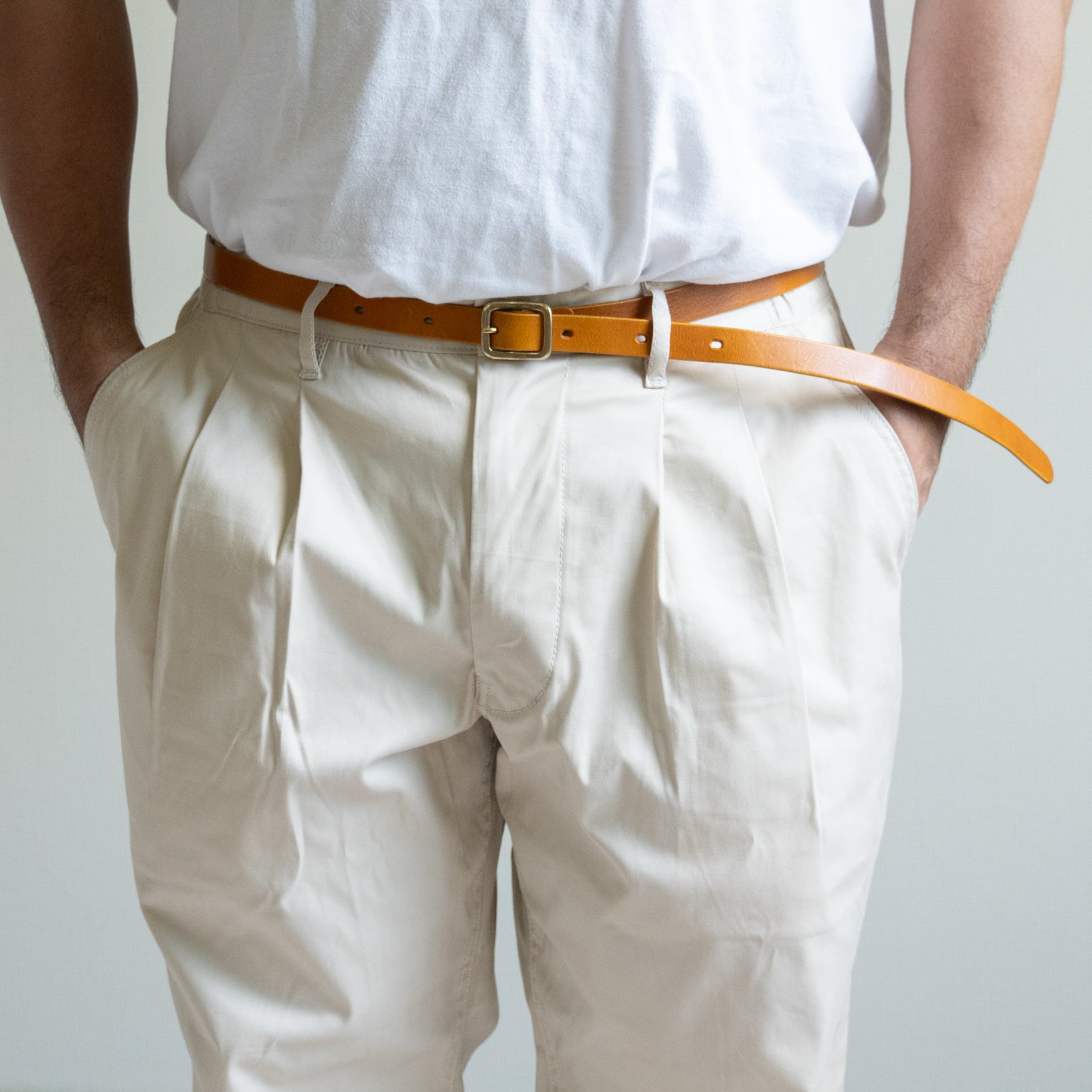 NARROW LEATHER BELT - CAMEL - – TENG STORE OSAKA