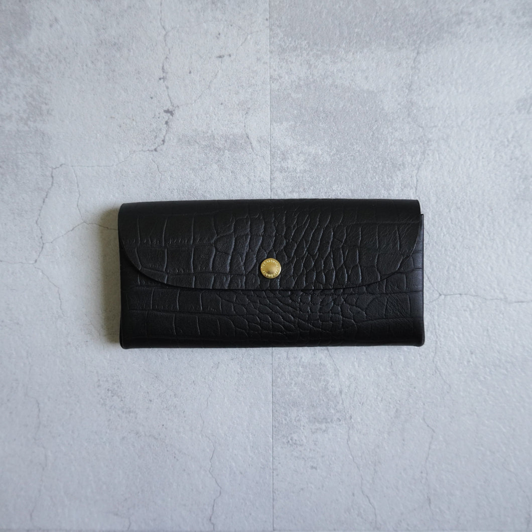 Embossing One Leather Wallet --Black-