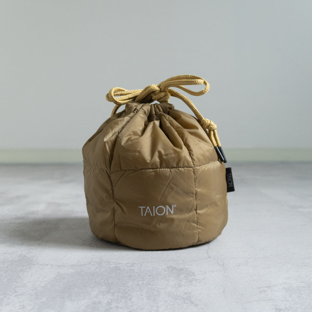 Drawstring Down Bag -Beige-