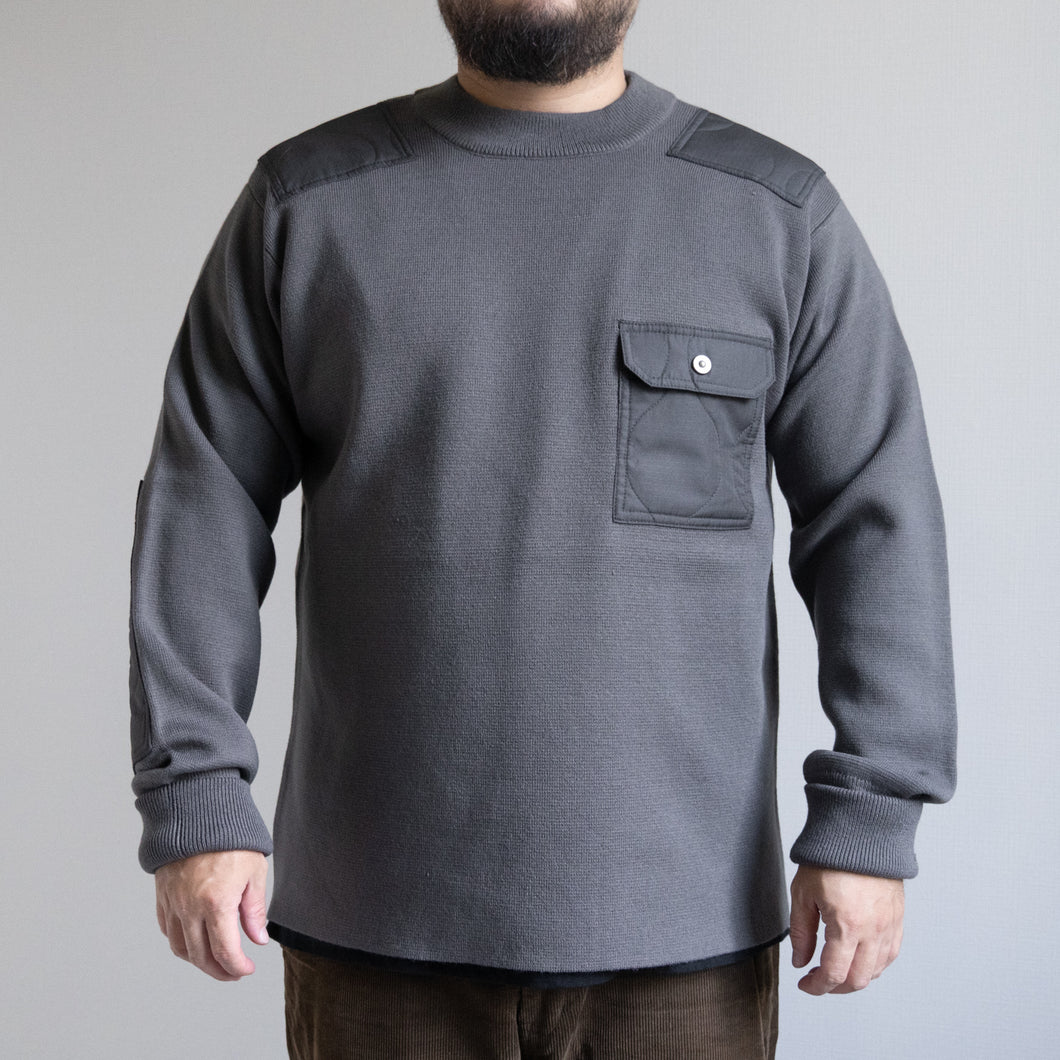 NON DOWN MILITARY CREW KNIT - CHARCOAL -