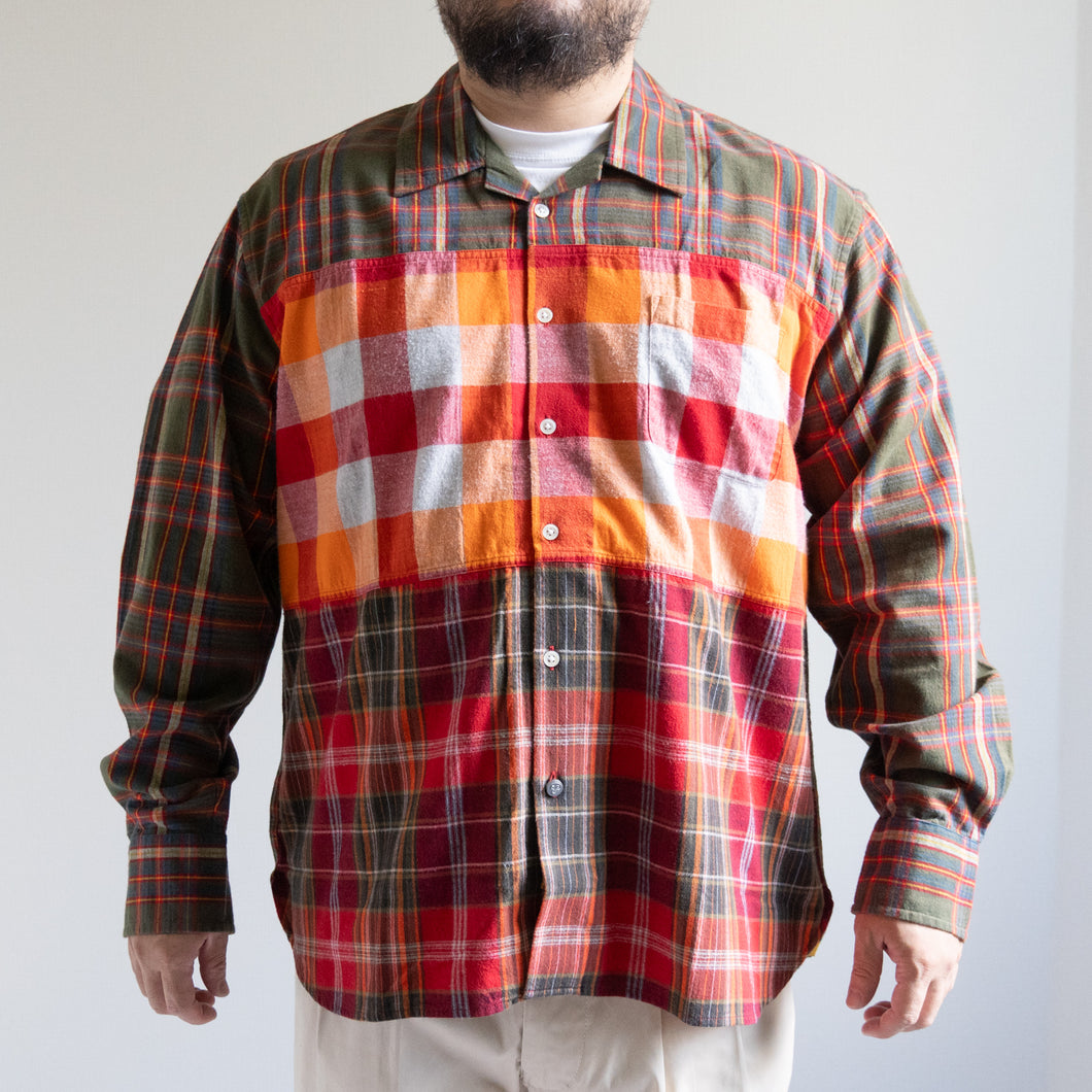 HORIZONTAL PANEL CAMP SHIRTS -RED CHECK -