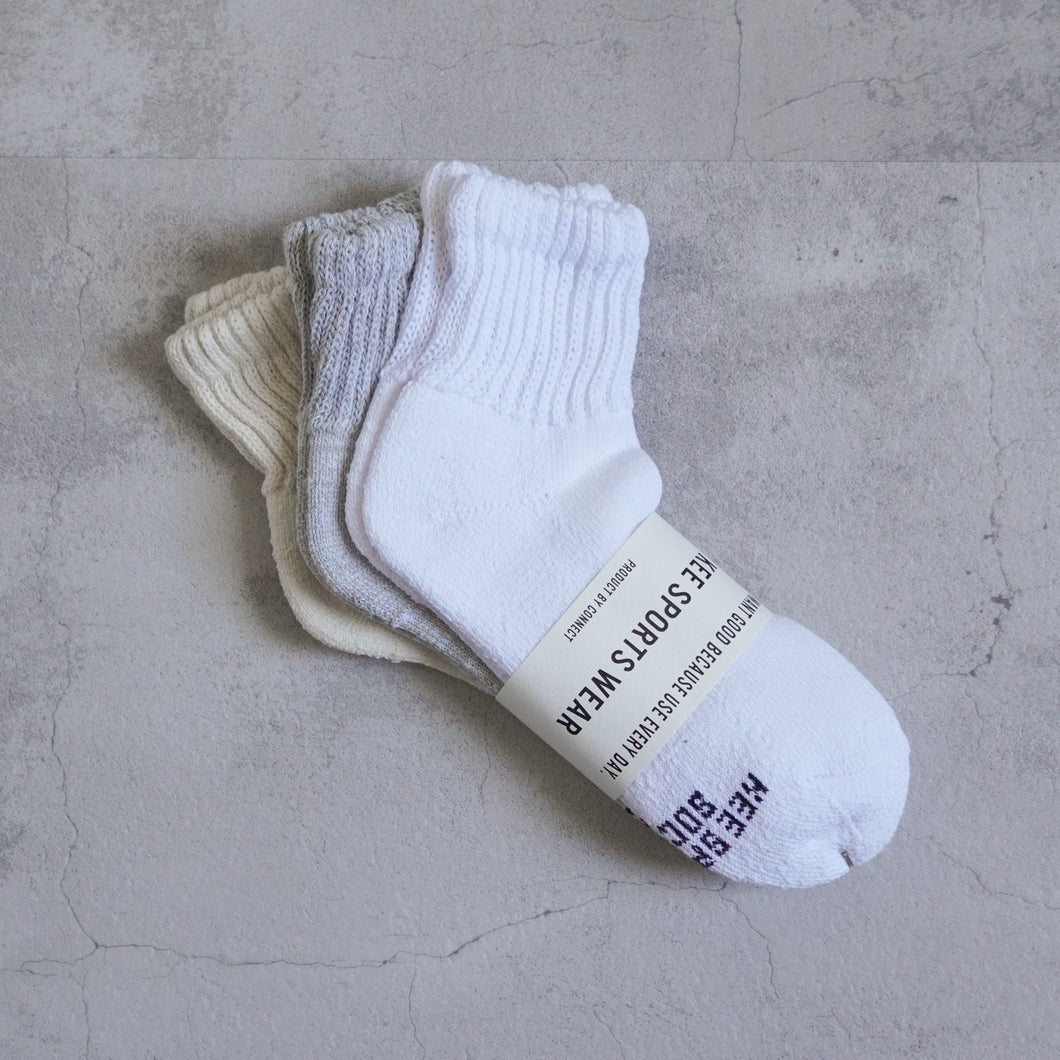 KEE SPORTS 3P STANDARD SOCKS - WHITE/ GREY / NATURAL -