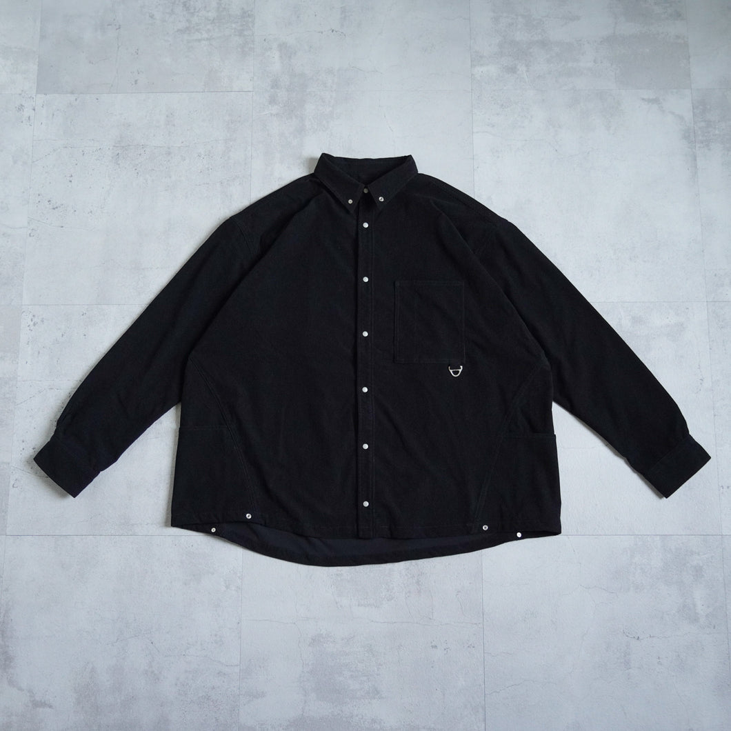 Side Pocket Corduroy Shirt -Black-