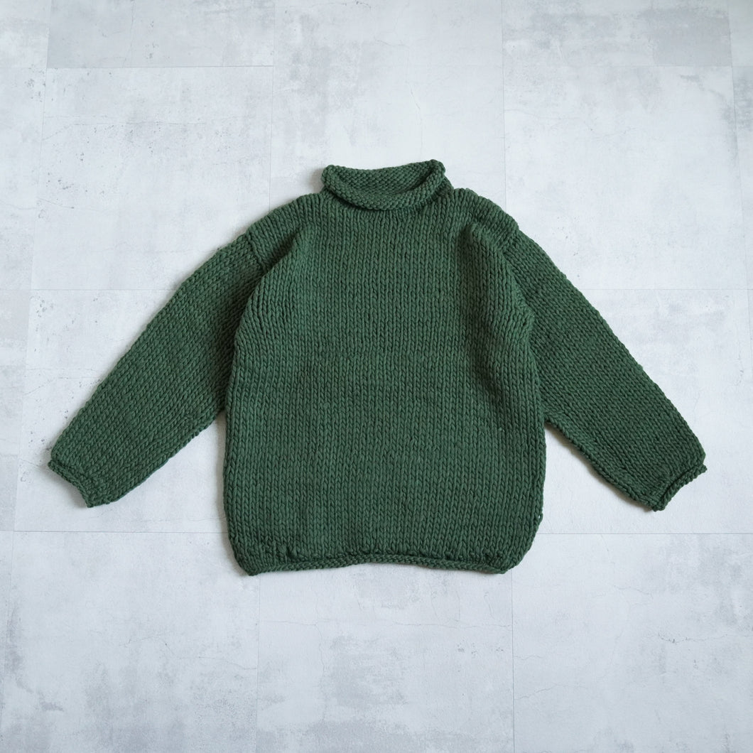 Low Gauge Hi Neck Sweater - Khaki-