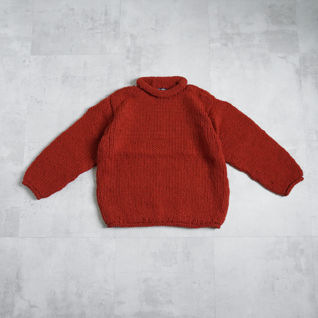 Low Gauge Hi Neck Sweater -ORANGE-
