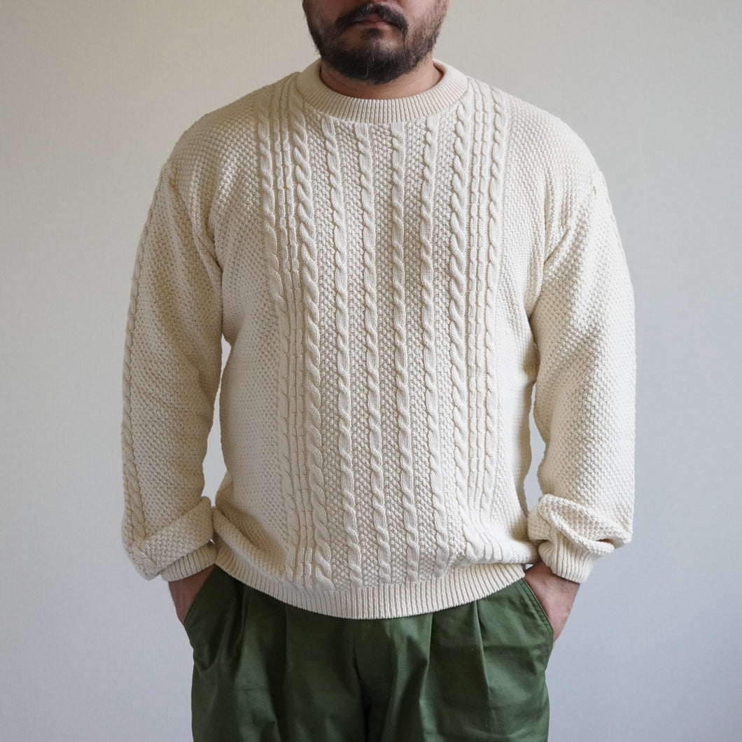 CABLE KNIT CREW - NATURAL -