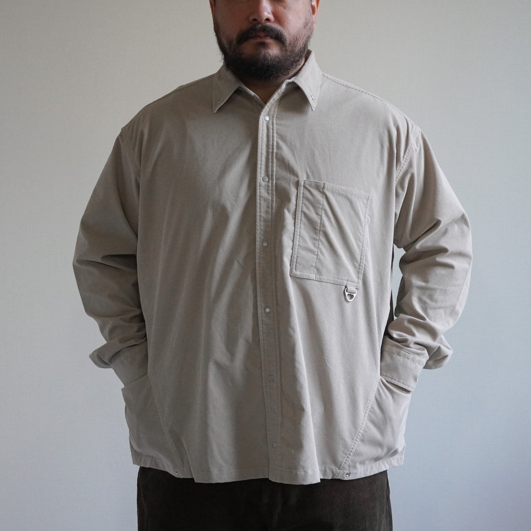 Side Pocket Corduroy Shirt -Beige-