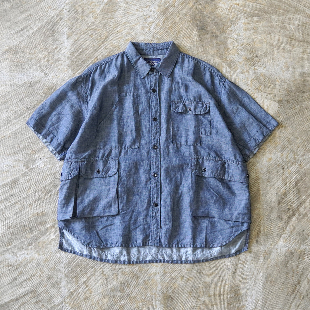 Tencel Linen Camblay Fishing H/S Shirts - Indigo-