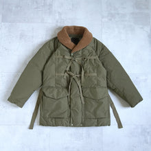 Load image into Gallery viewer, Shawl Collar Boa Down Jacket --Olive-
