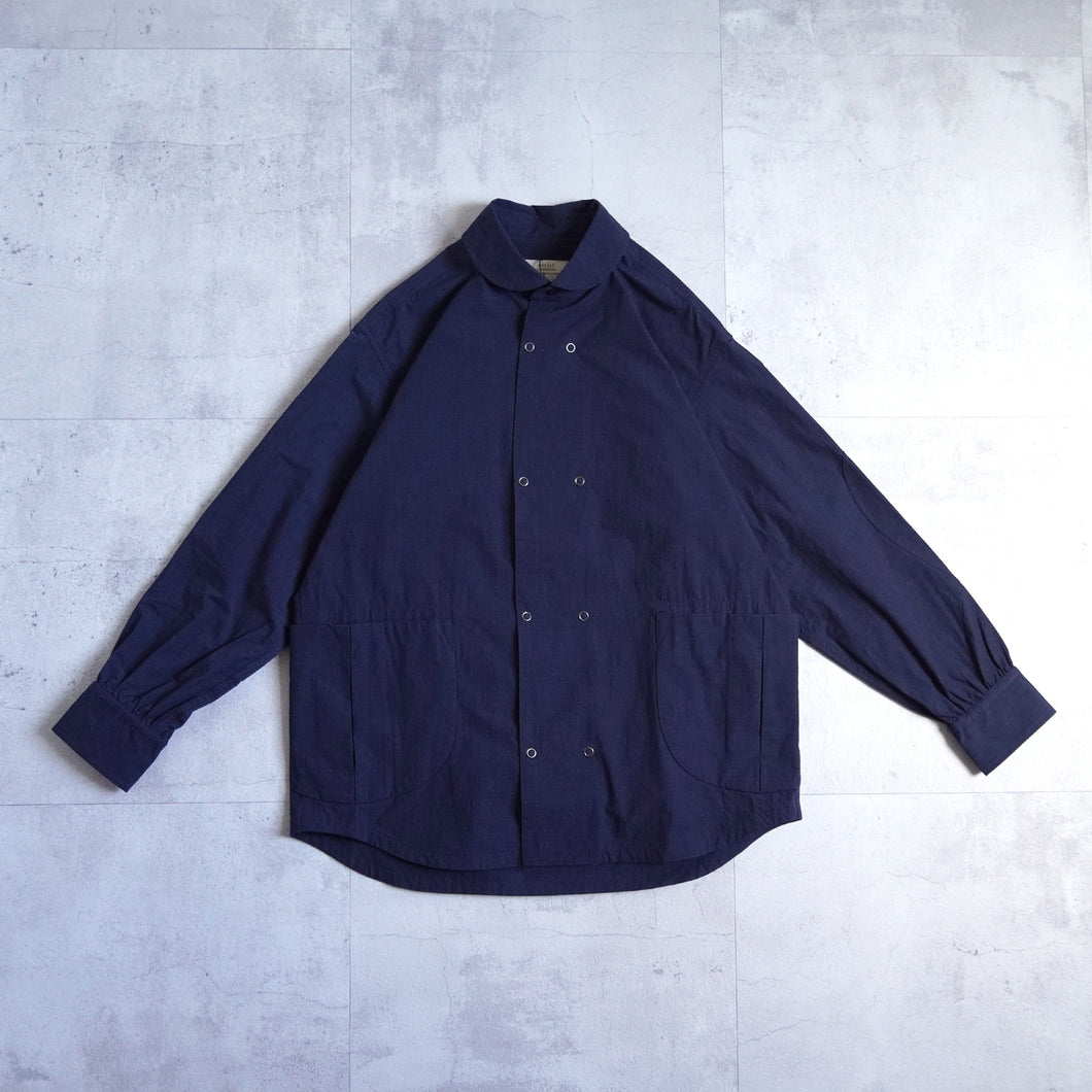 FRONT DOUBLE SHIRTS JACKET- NAVY -