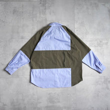 Load image into Gallery viewer, PatchWork Raglan Shirts -Olive x Stripe-

